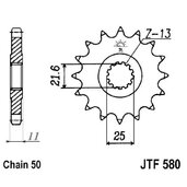 Reťazové koliečko JT JTF 580-17RB 17T, 530 pogumované